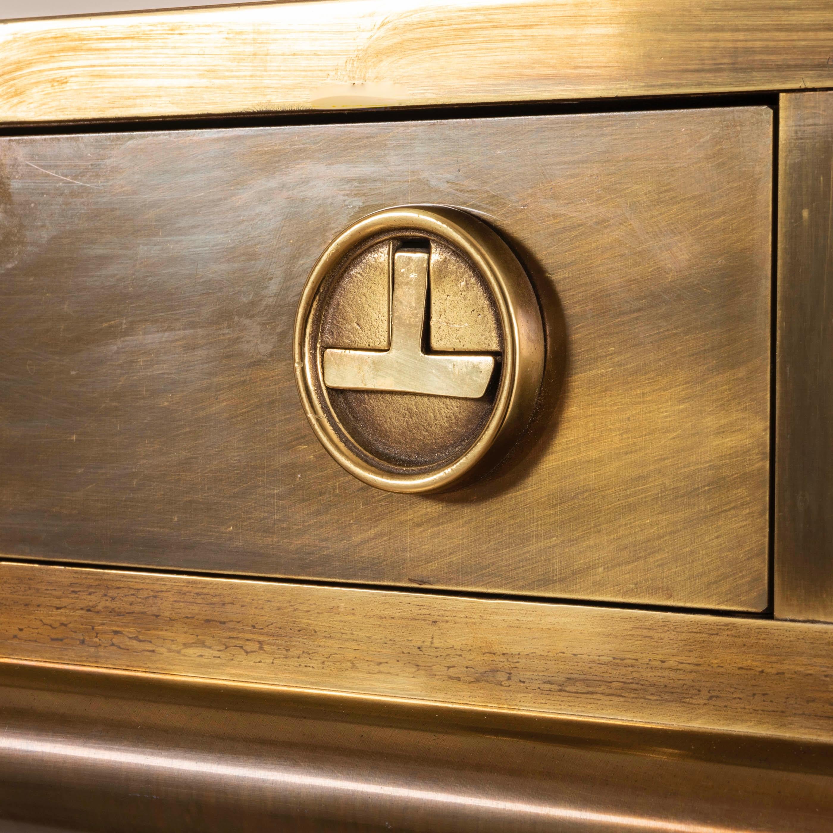1970s Bernhard Rohne Brass and Bronze Desk, Mastercraft 1