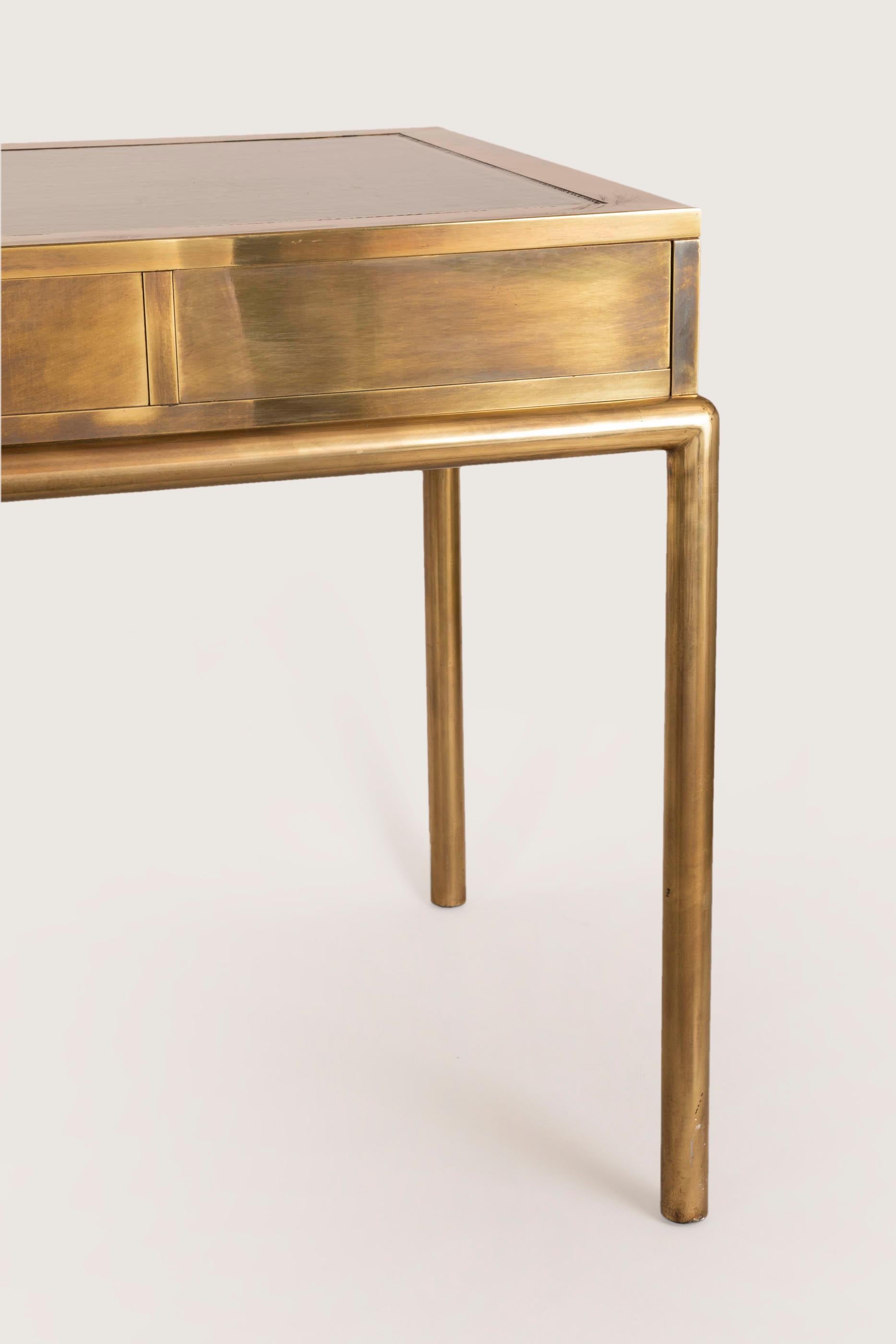 1970s Bernhard Rohne Brass and Bronze Desk, Mastercraft 2