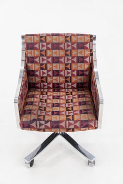 1970s Bert England Desk Chair for Stow Davis in Patterned Fabric