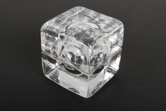 1970s Bertil Vallien for Boda Sweden Crystal Interlocking Puzzle Cube Bowl
