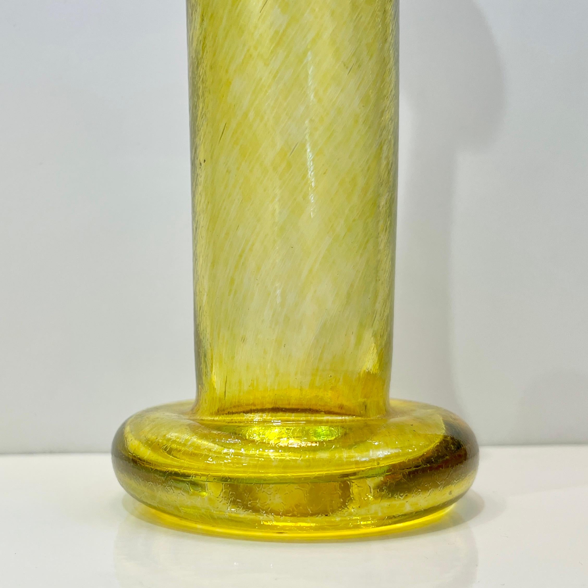 1970s Bertil Vallien Swedish Purple Green Yellow Art Glass Vase for Kosta Boda For Sale 4