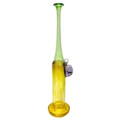 1970s Bertil Vallien Swedish Purple Green Yellow Art Glass Vase for Kosta Boda