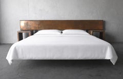 1970s Bespoke Patinated Copper Headboard and Nightstand Set