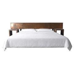 1970s Bespoke Patinated Copper Headboard and Nightstand Set