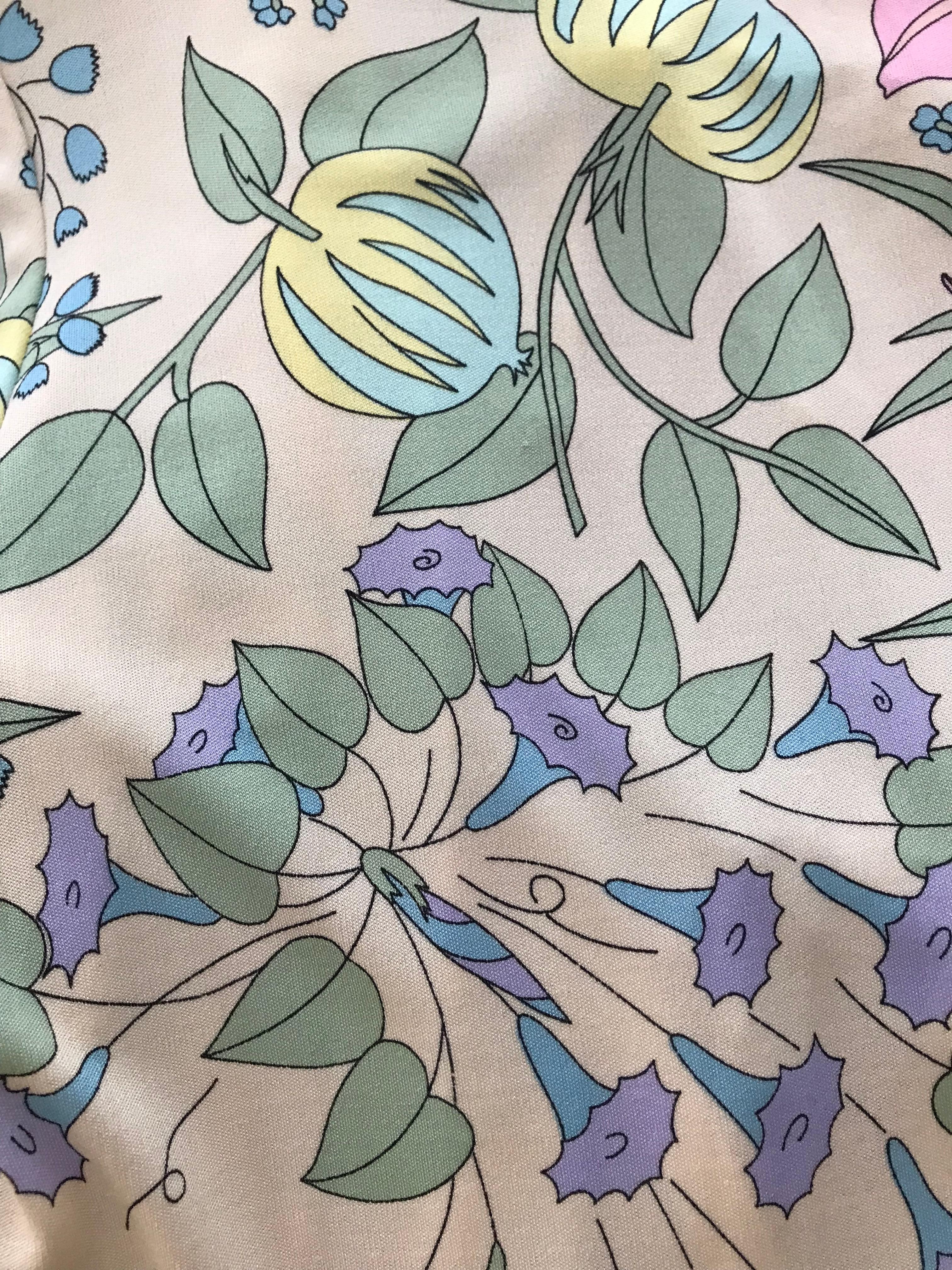 1970s Bessi Multi Color Floral Jersey Maxi Dress 2