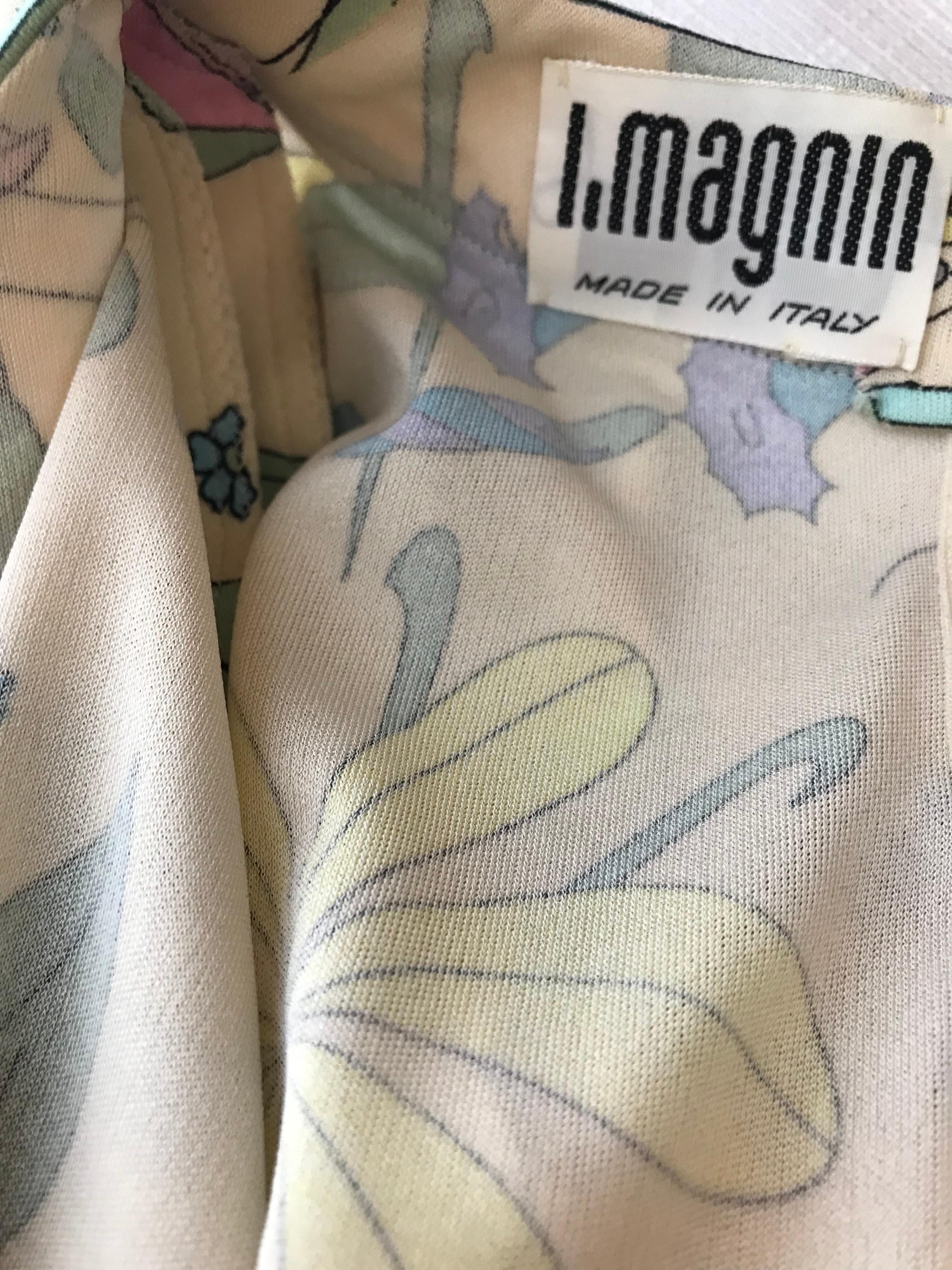 1970s Bessi Multi Color Floral Jersey Maxi Dress 3