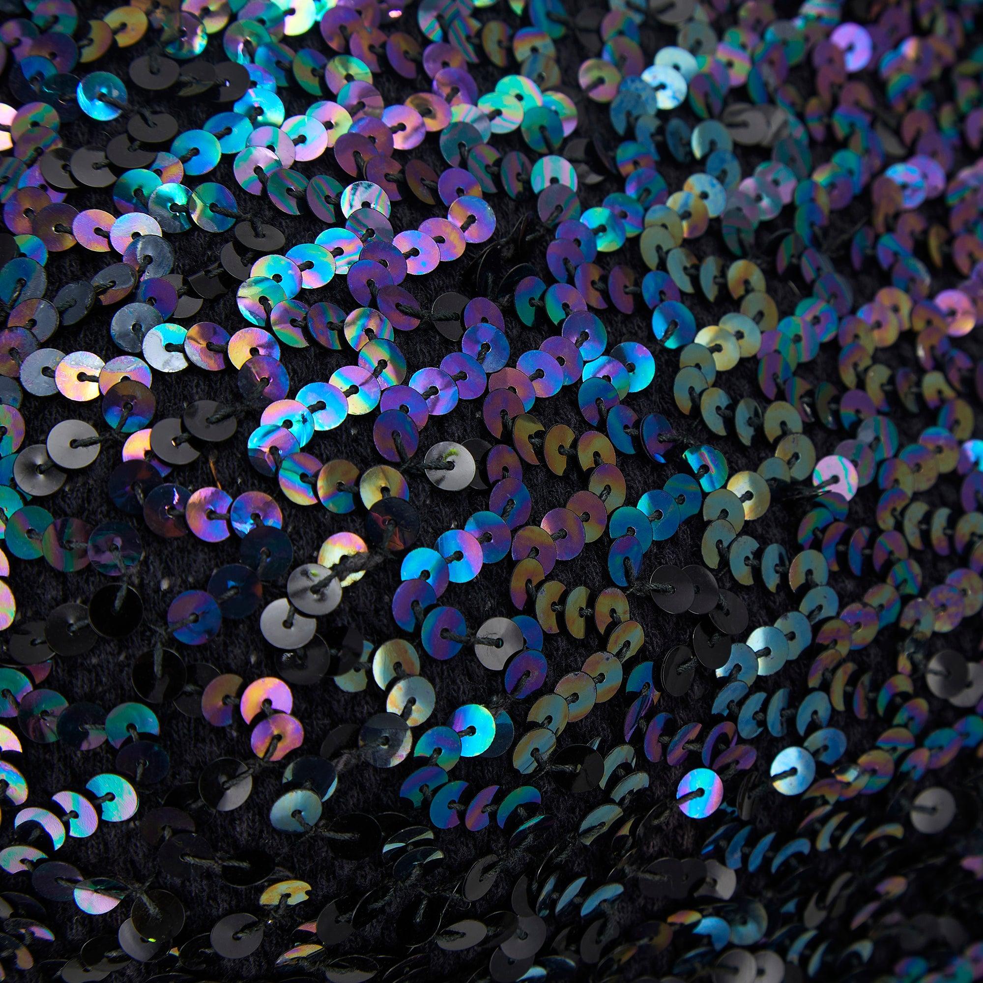 Women's 1970s Biba Black Iridescent Sequin Halter-Neck Top For Sale