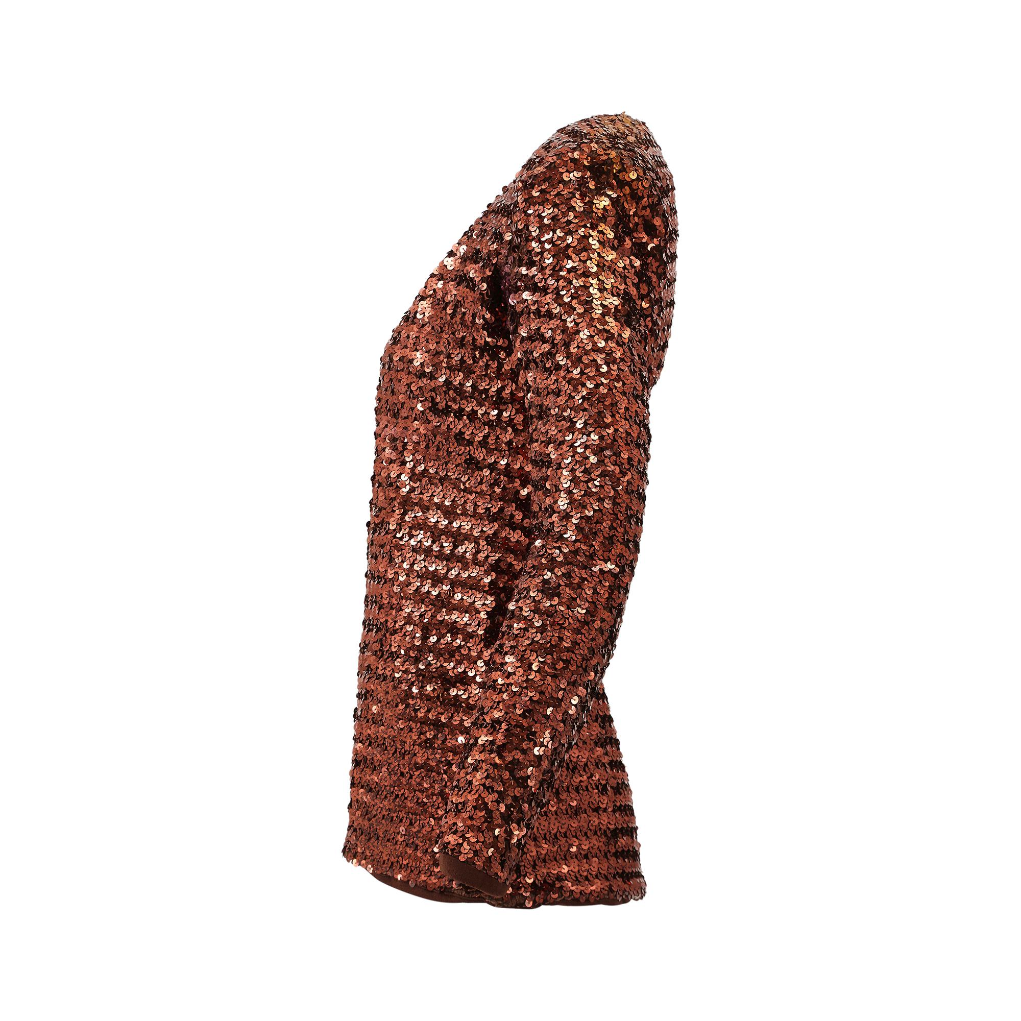 Brown 1970s Biba Copper Sequinned Jacket For Sale