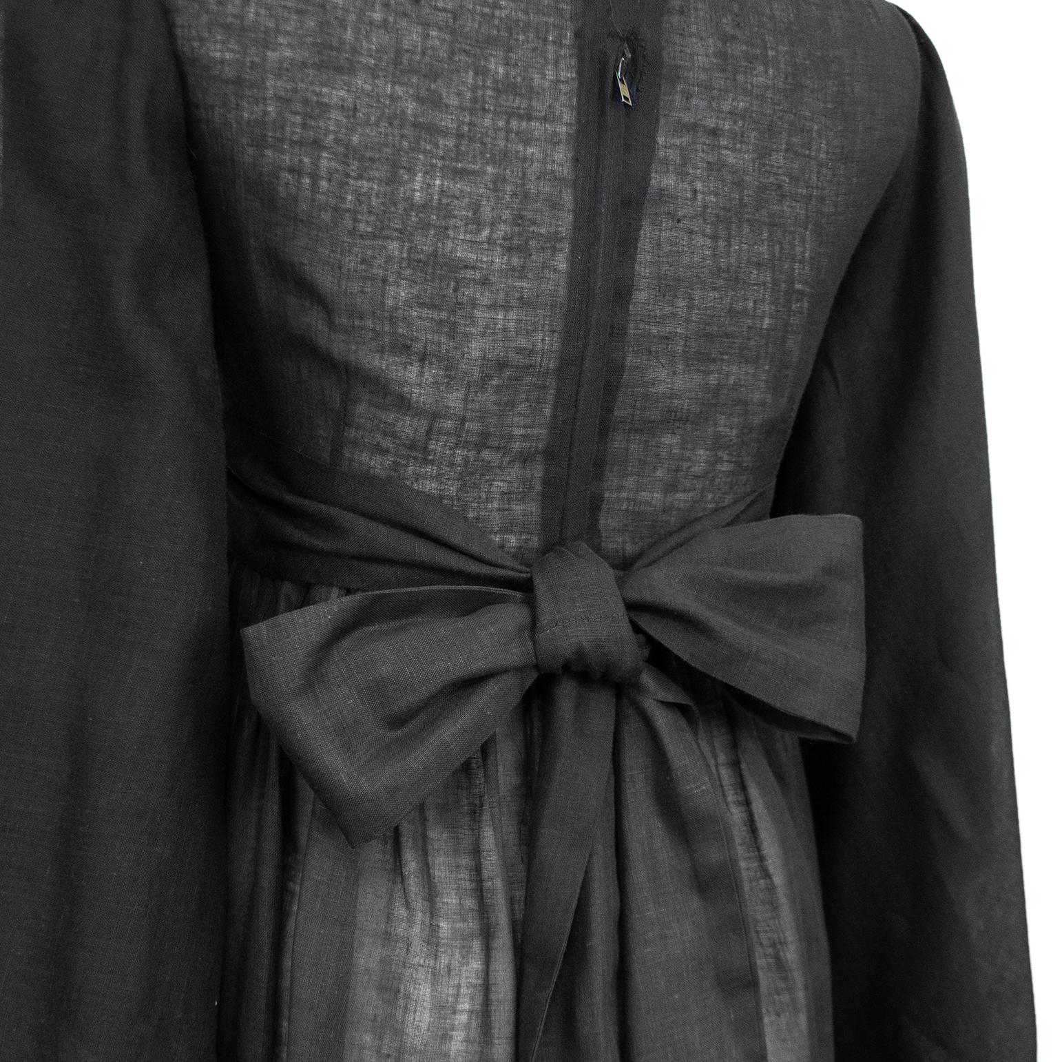 1970's Biba London Long Cotton Day Dress with Lace Trim For Sale 3
