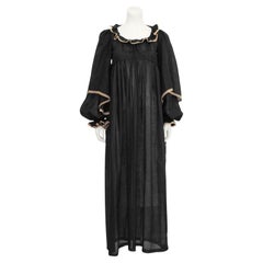 Biba London Robe de jour longue en coton avec bordure en dentelle, années 1970