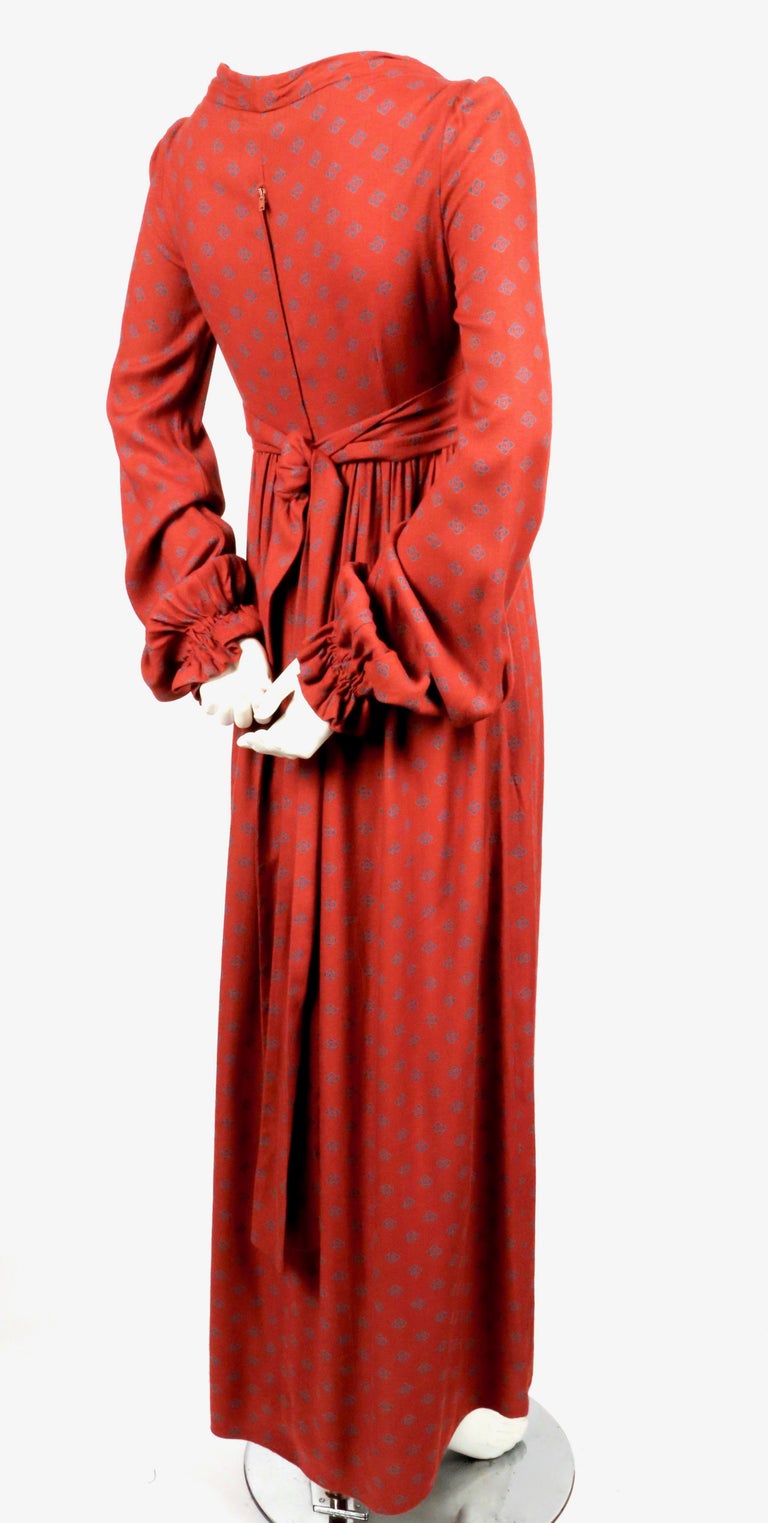 1970's BIBA long dress with adjustable neckline and sleeves at