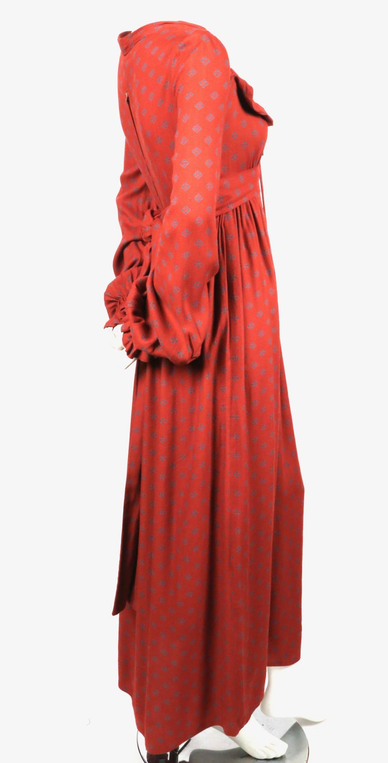 1970's BIBA long dress with adjustable neckline and sleeves at