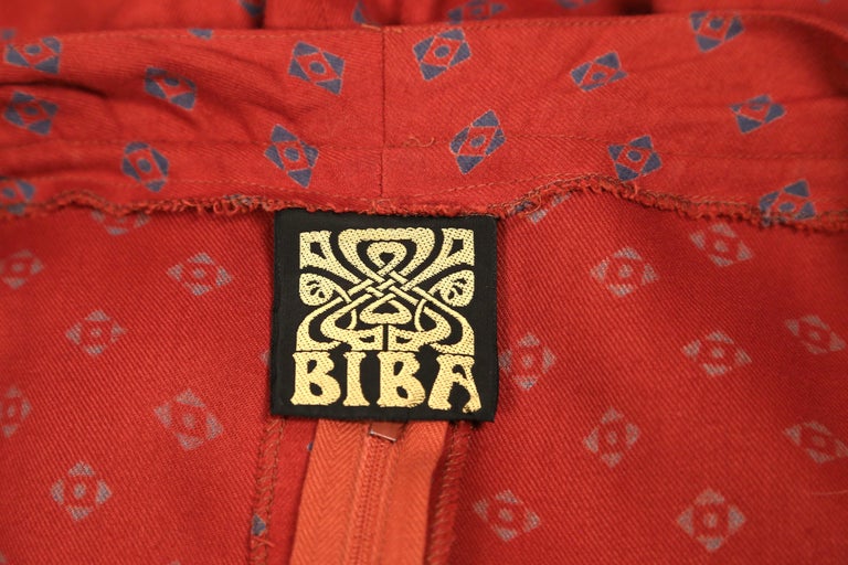 1970's BIBA long dress with adjustable neckline and sleeves at