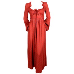 Vintage 1970's BIBA long dress with adjustable neckline and bishop sleeves