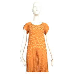 1970's BIBA peach floral jacquard dress