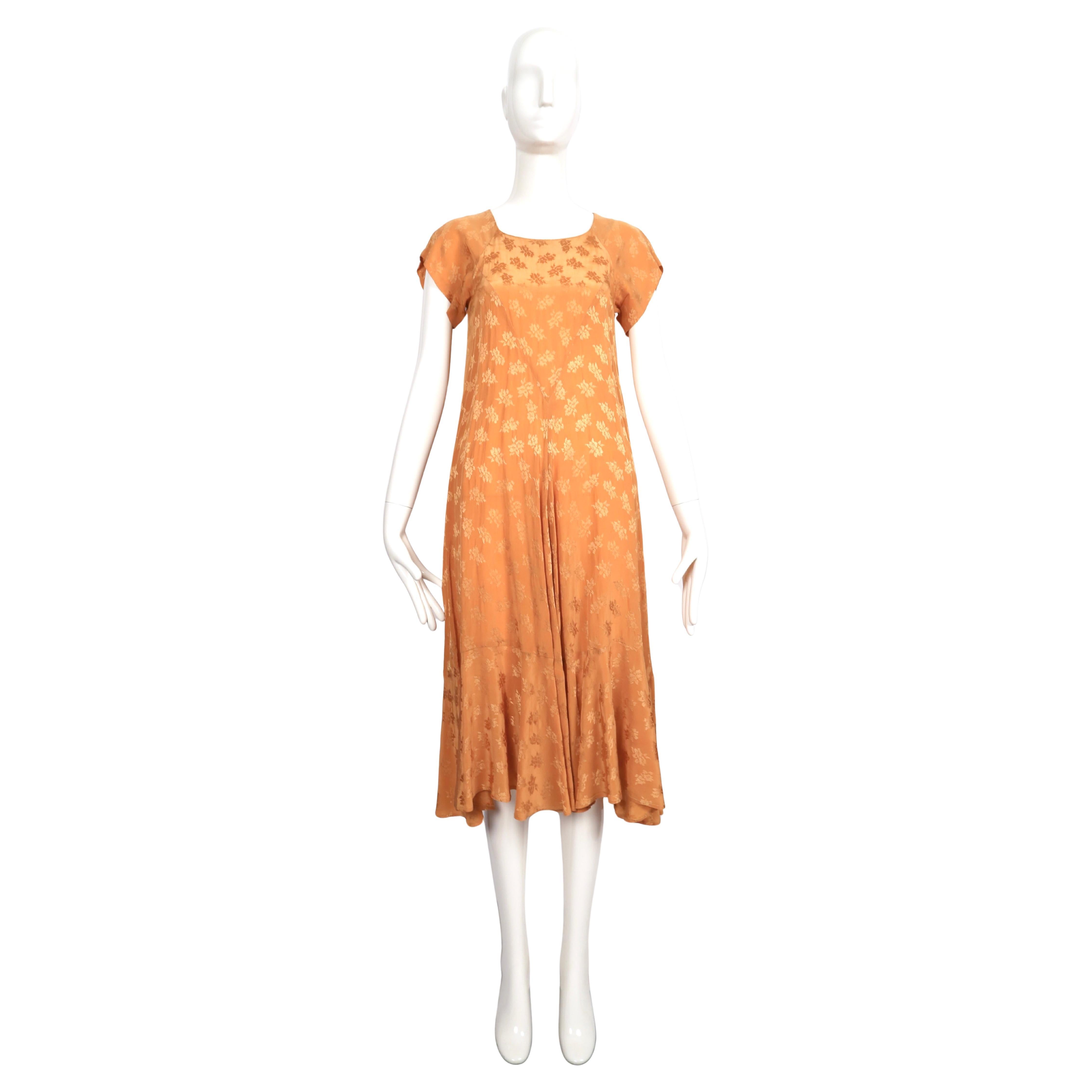 Robe en jacquard floral BIBA pêche des années 1970 Unisexe en vente