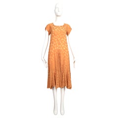 Robe en jacquard floral BIBA pêche des années 1970