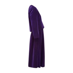 1970s Biba Purple Velvet Skirt Suit with Silver Buckle