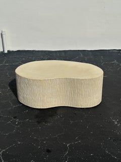 1970s Biege Plaster Textured Sculptural Kidney Coffee Table