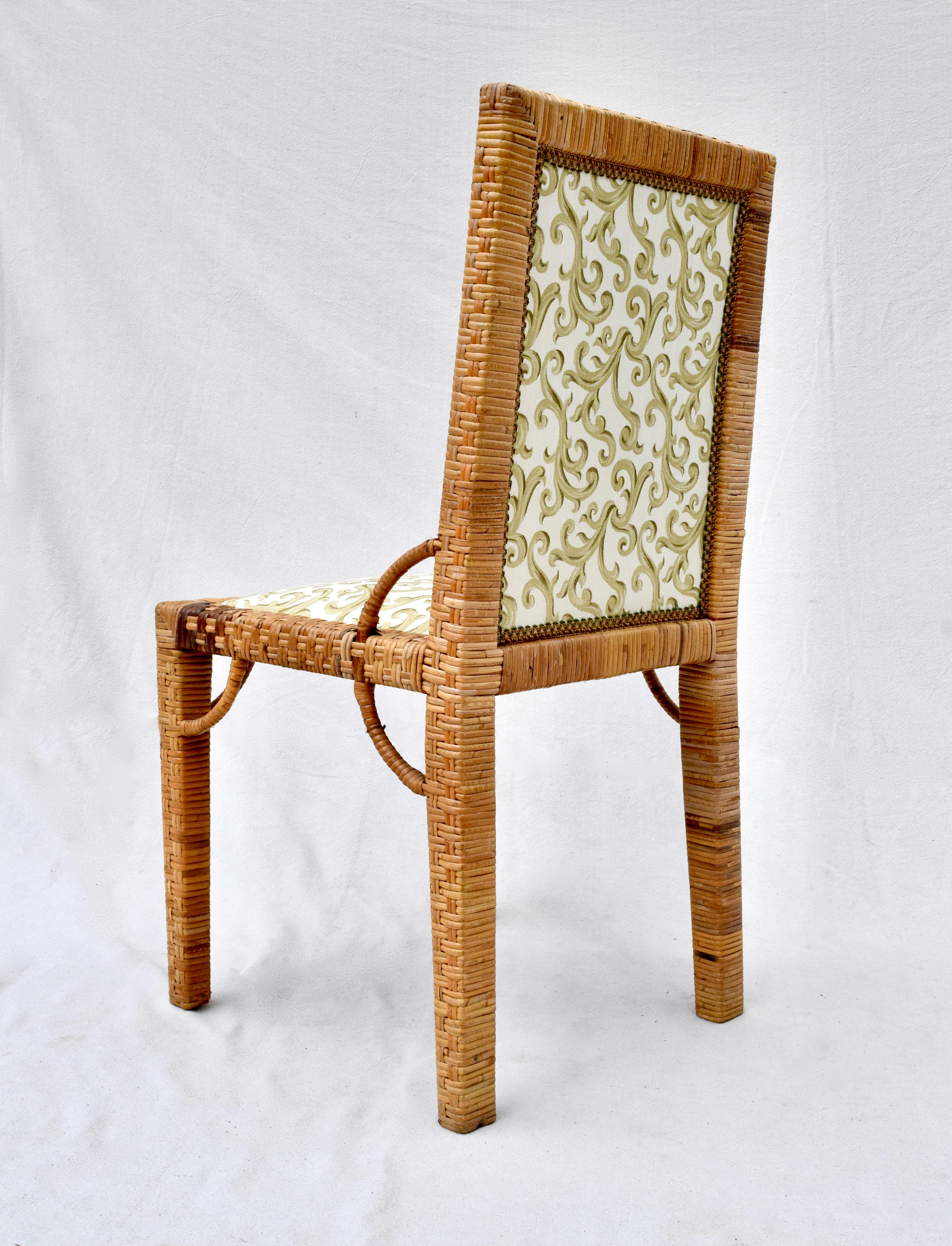 1970s Bielecky Brothers Rattan Parsons Dining Chairs For Sale 3