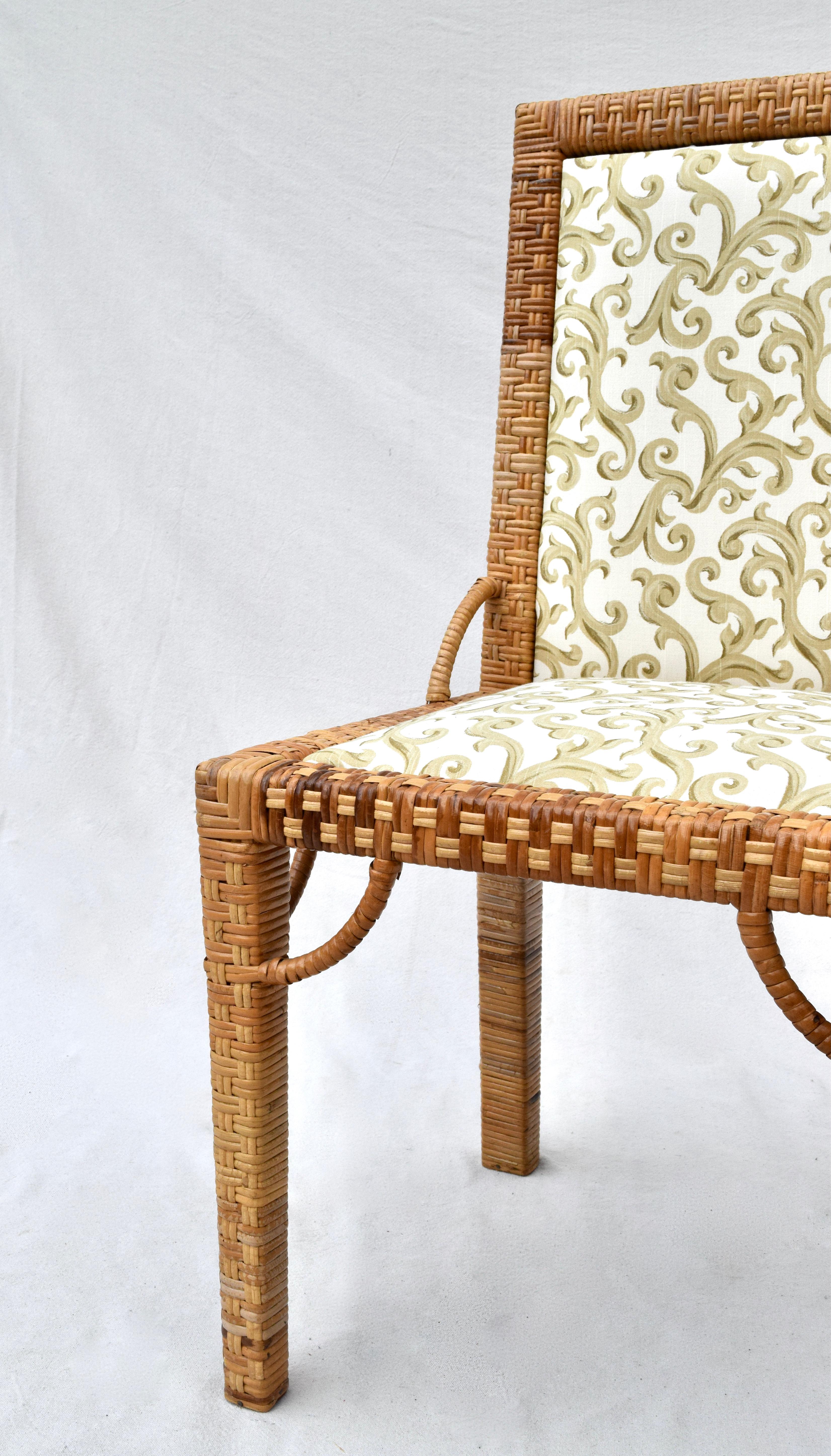 1970s Bielecky Brothers Rattan Parsons Dining Chairs For Sale 4