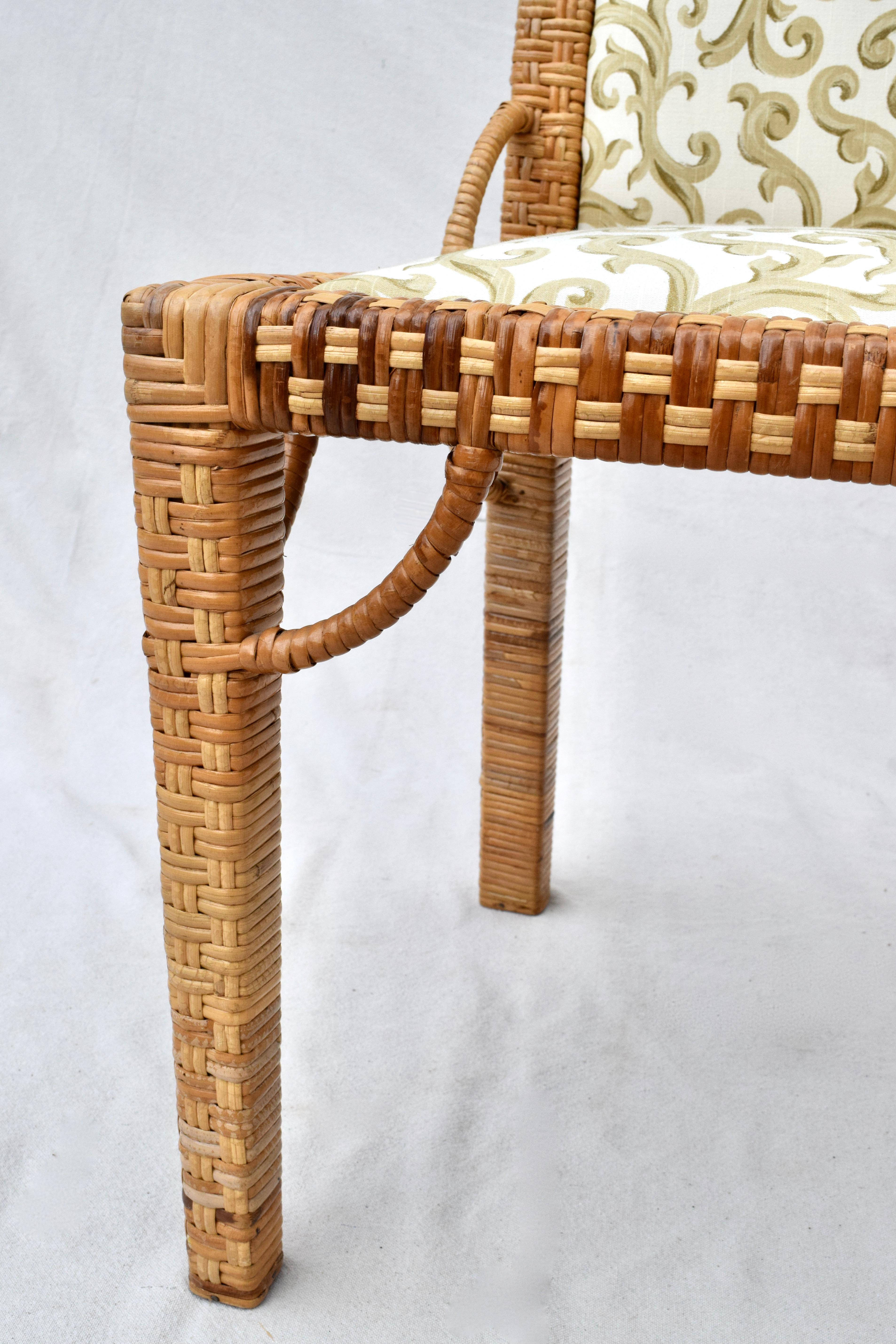 1970s Bielecky Brothers Rattan Parsons Dining Chairs For Sale 5