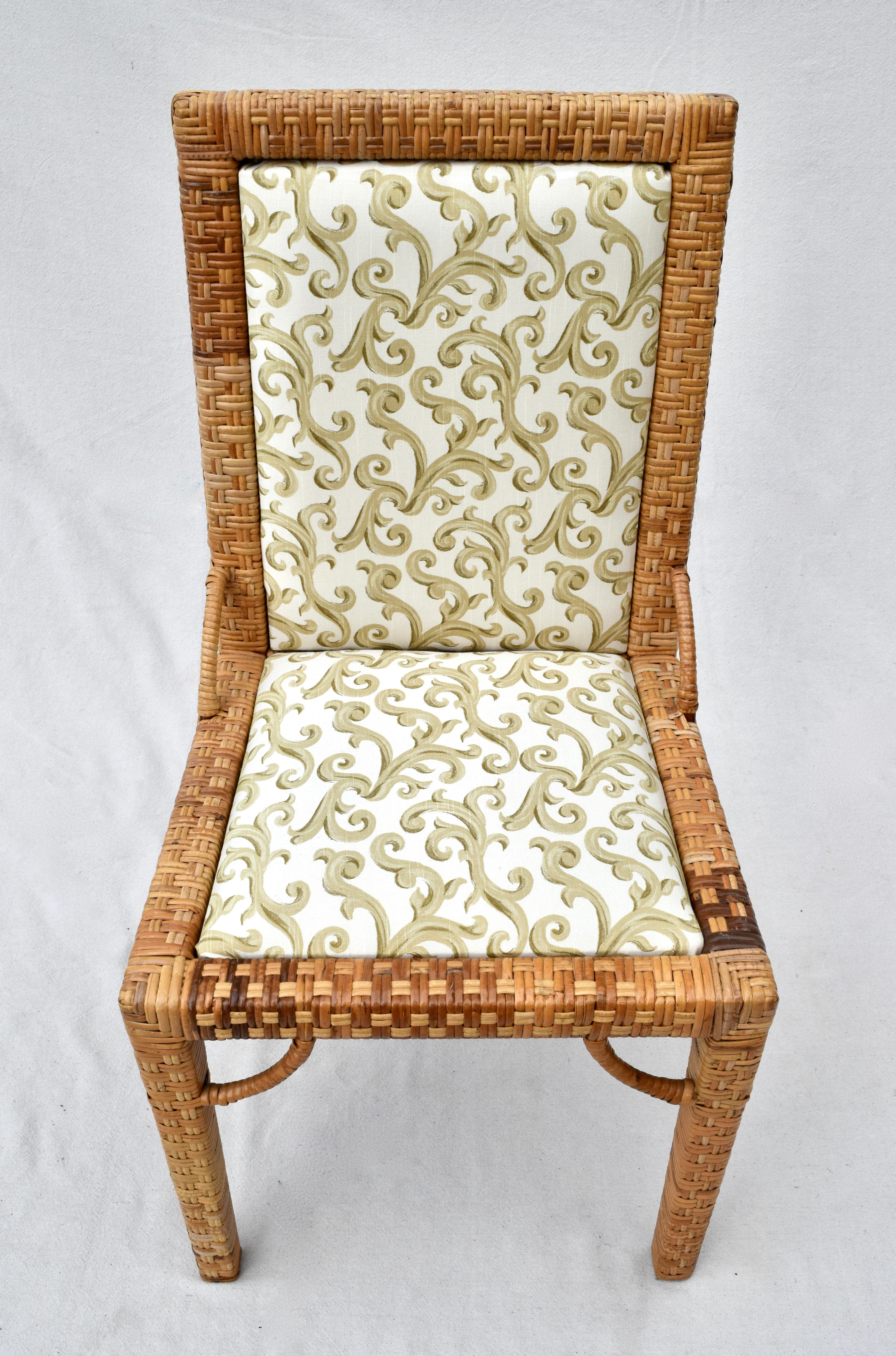 20th Century 1970s Bielecky Brothers Rattan Parsons Dining Chairs For Sale