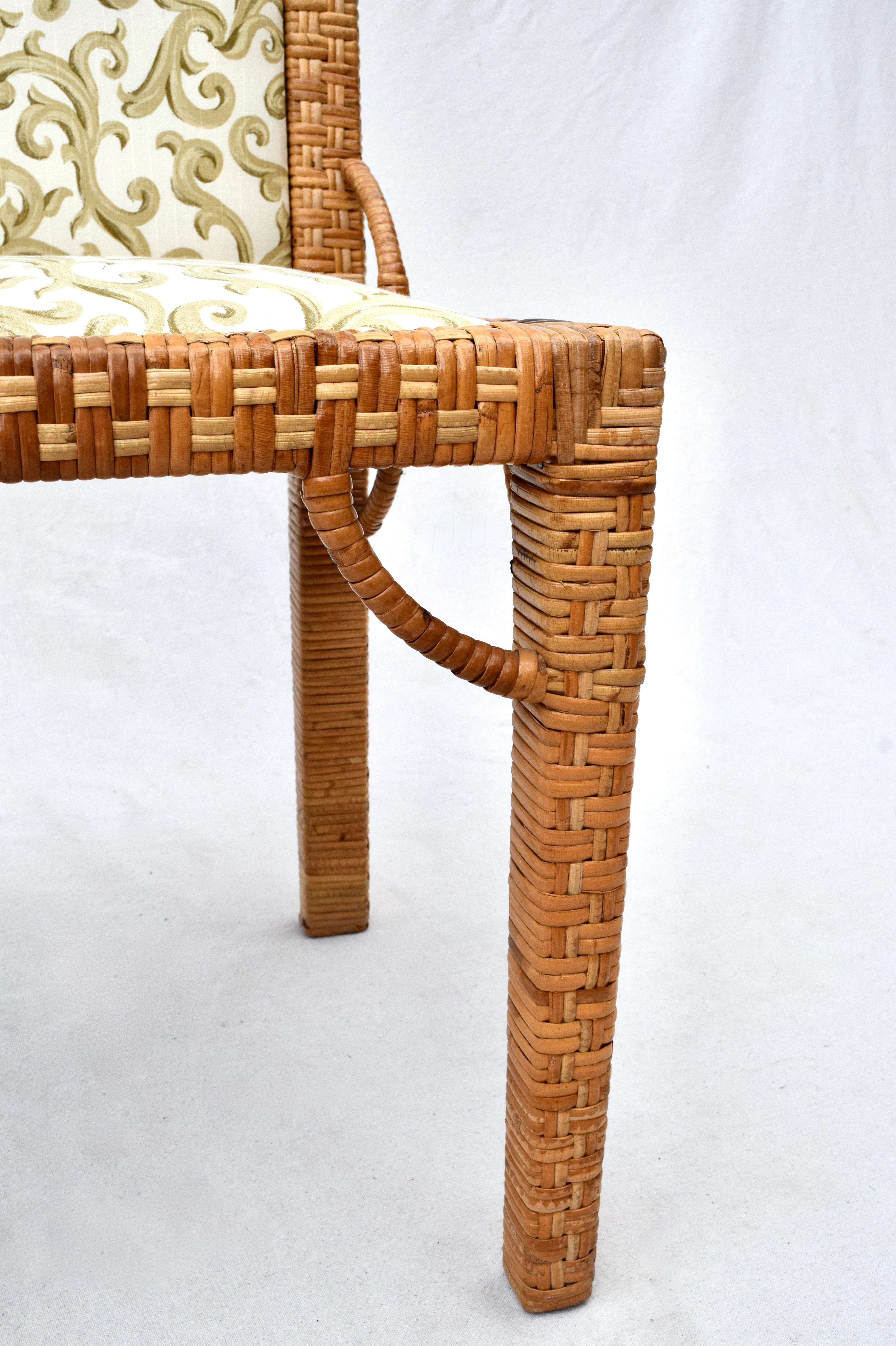 1970s Bielecky Brothers Rattan Parsons Dining Chairs For Sale 1