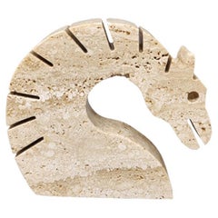 1970s Big Travertine Horse Sculpture by F.lli Mannelli