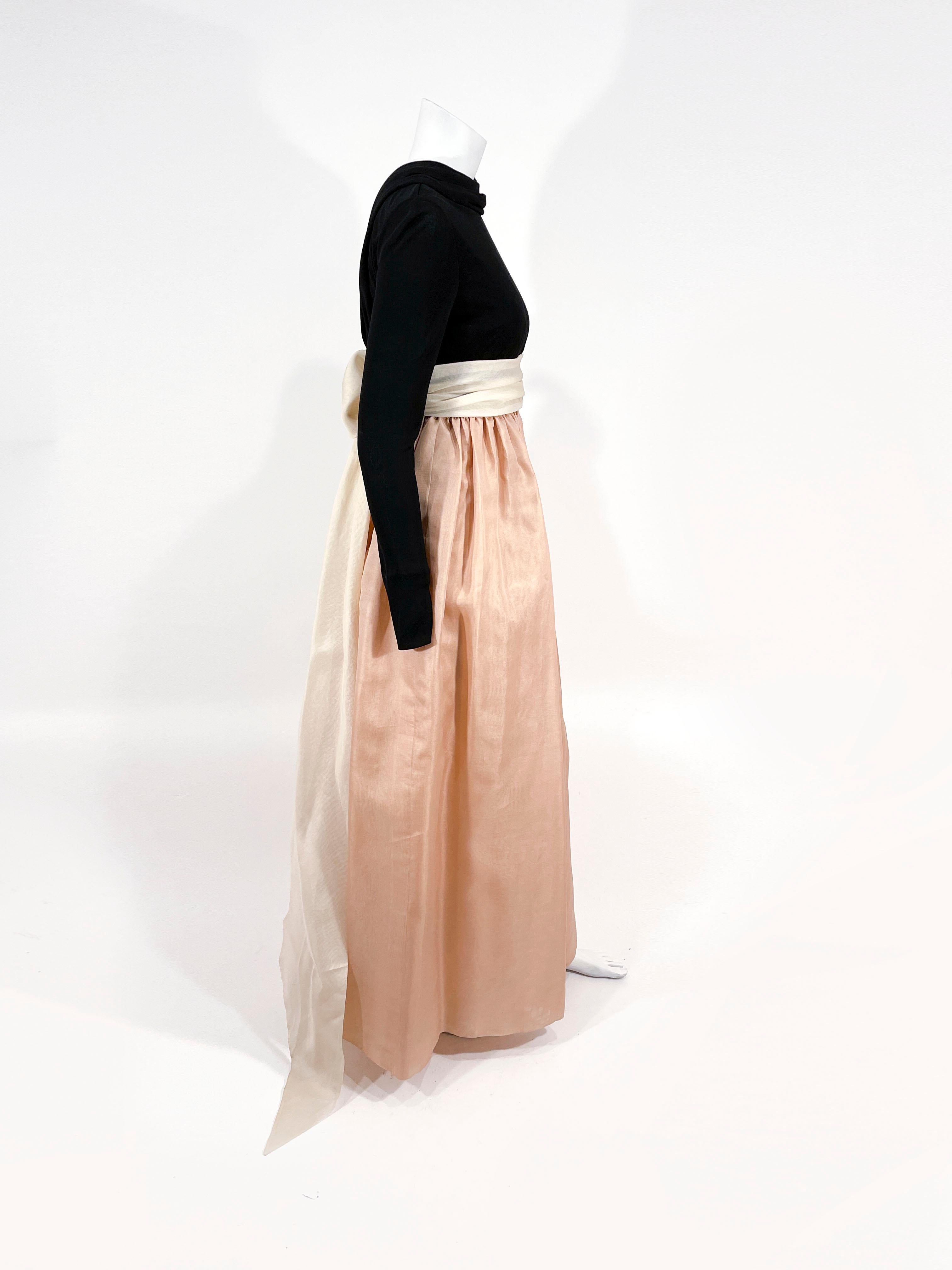 Women's 1970s Bill Blass Black and Tan Gown For Sale
