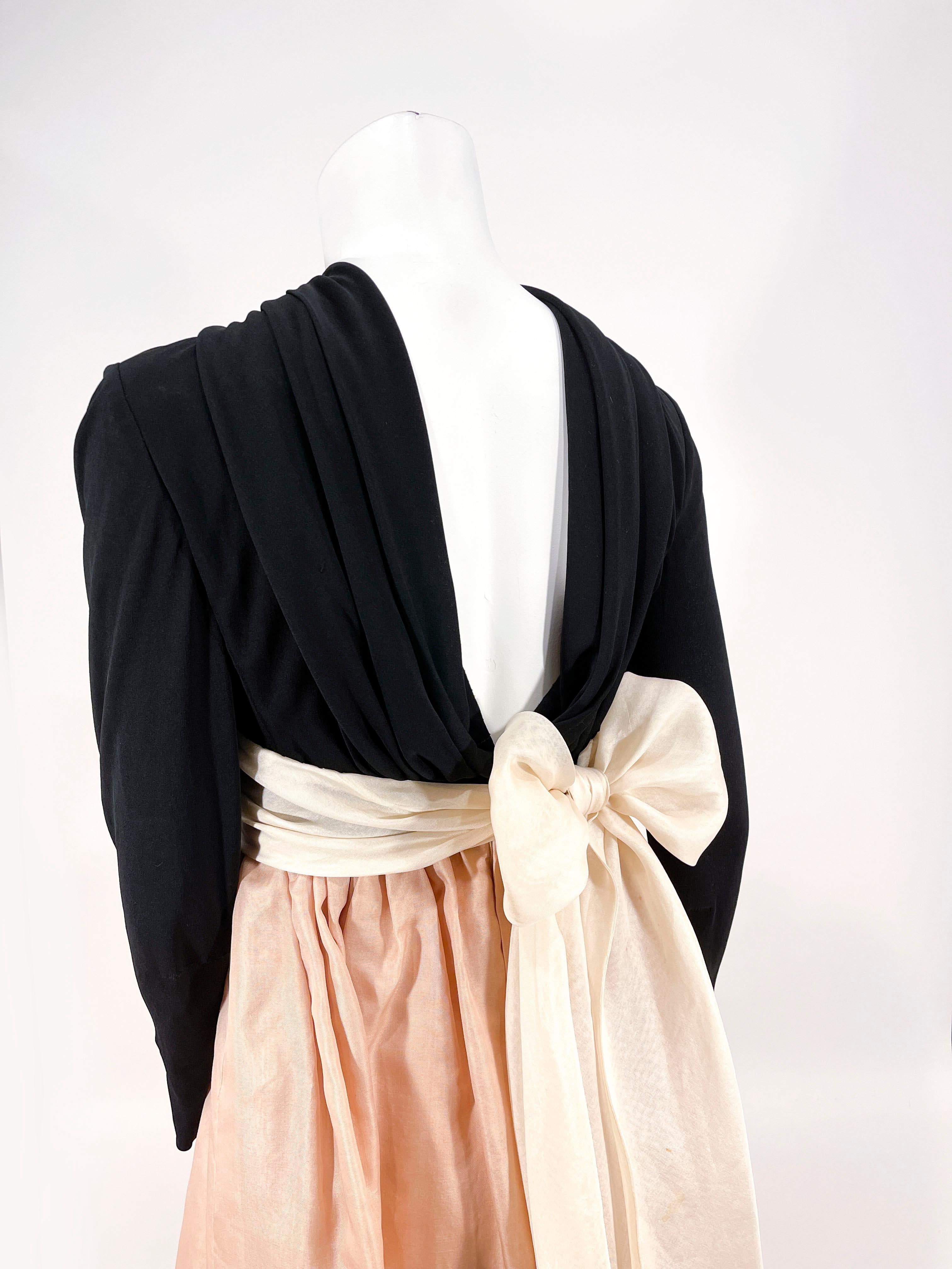 1970s Bill Blass Black and Tan Gown For Sale 2