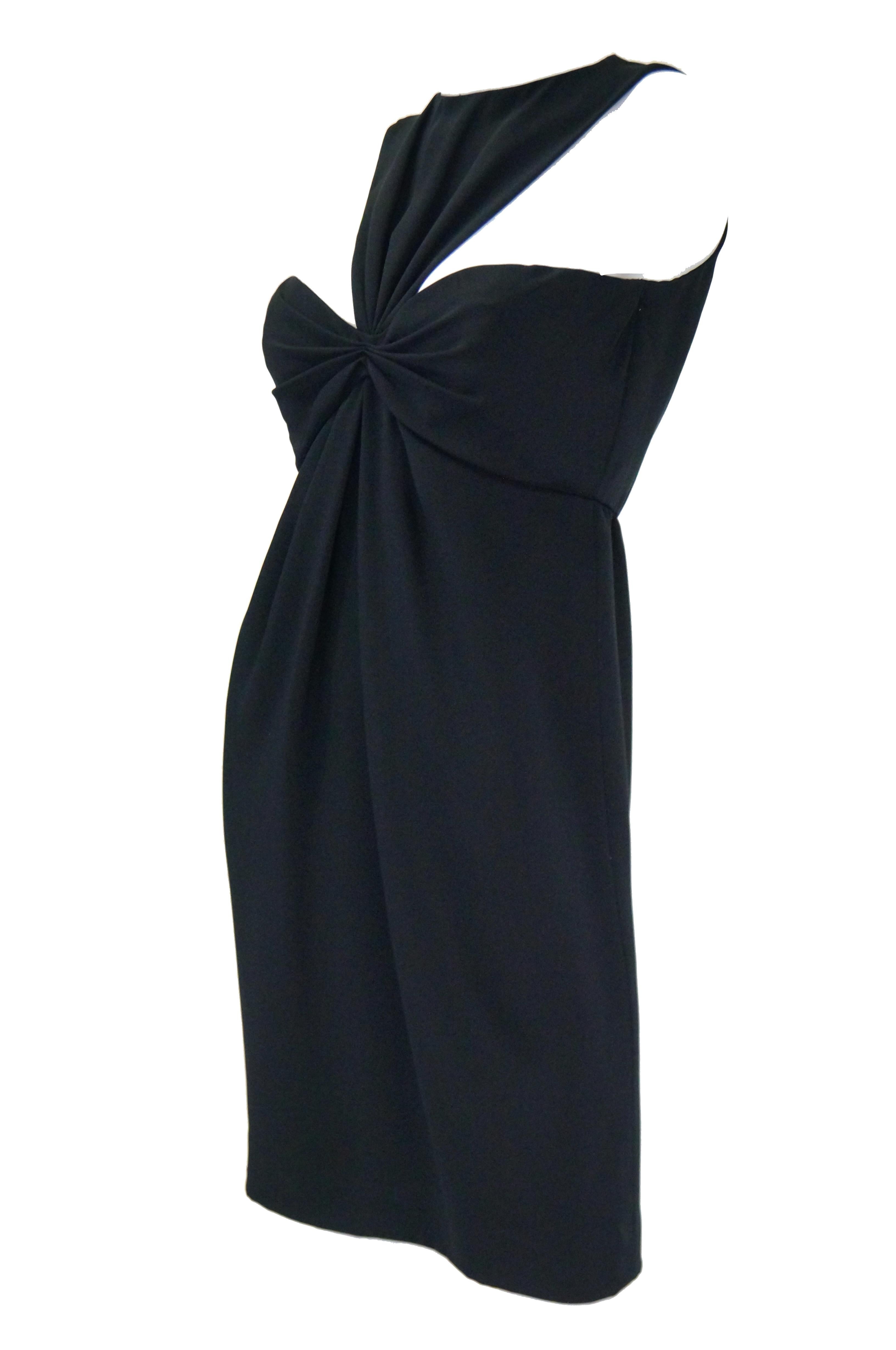 Women's 1970s Bill Blass Black Knot Front Cocktail Dress