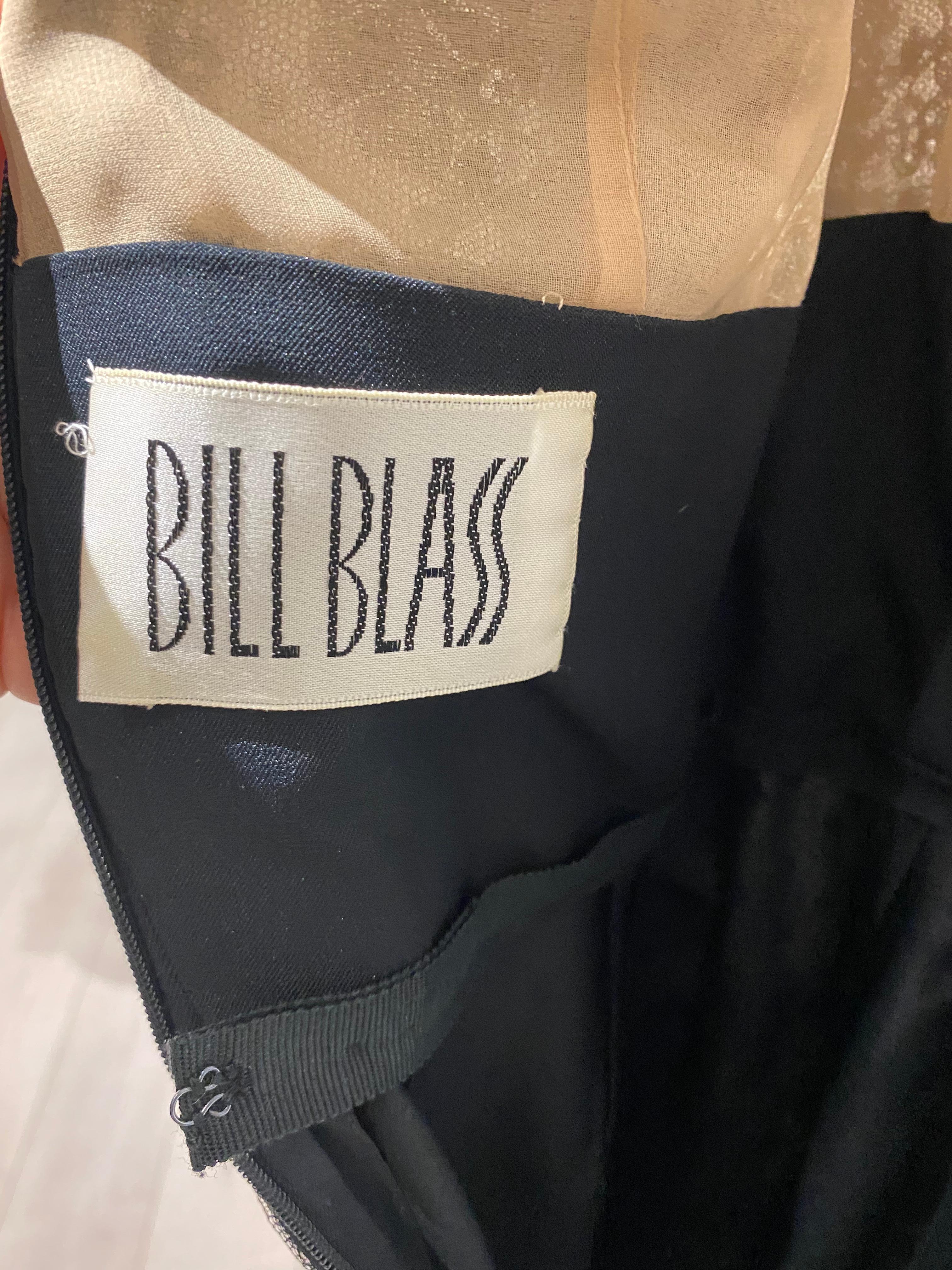 1970er BILL BLASS Schwarzes langärmeliges Seidenkleid im Angebot 6