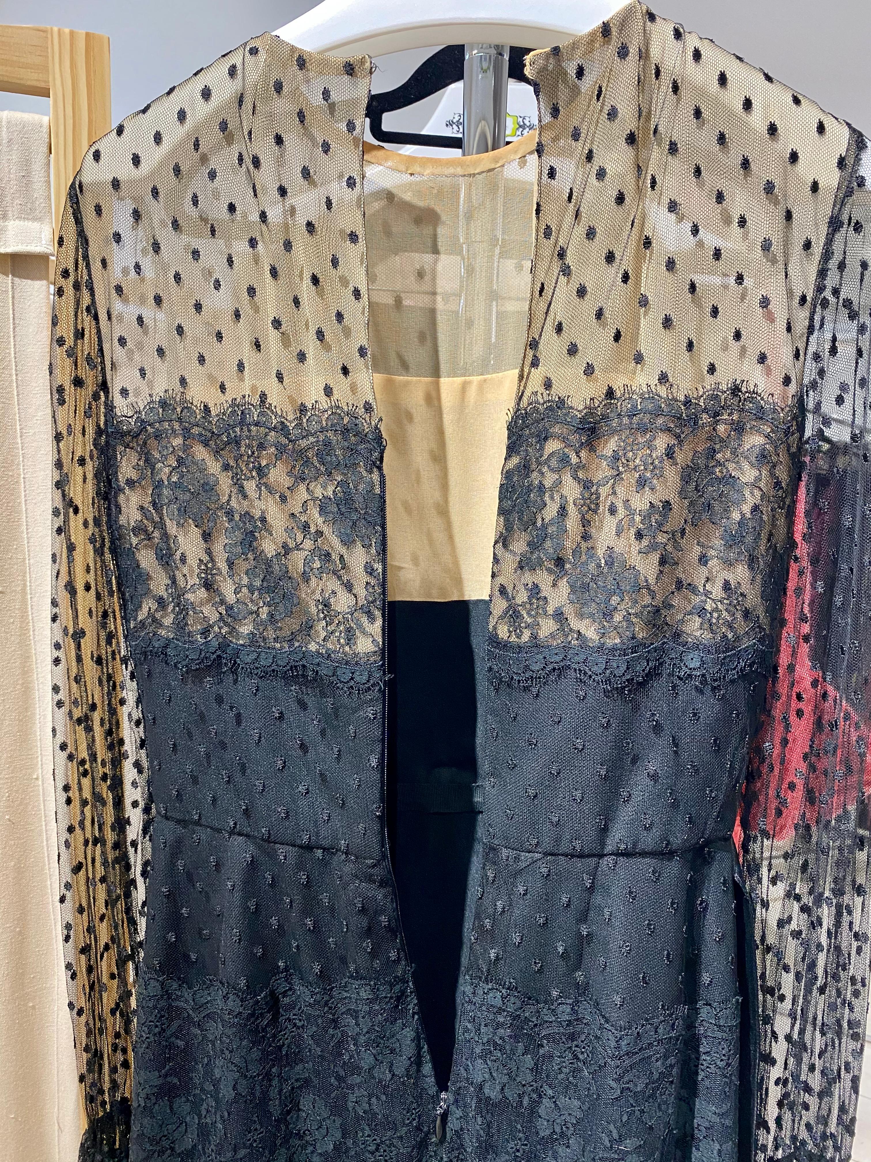 1970s BILL BLASS Black Long Sleeve Silk Dress For Sale 7