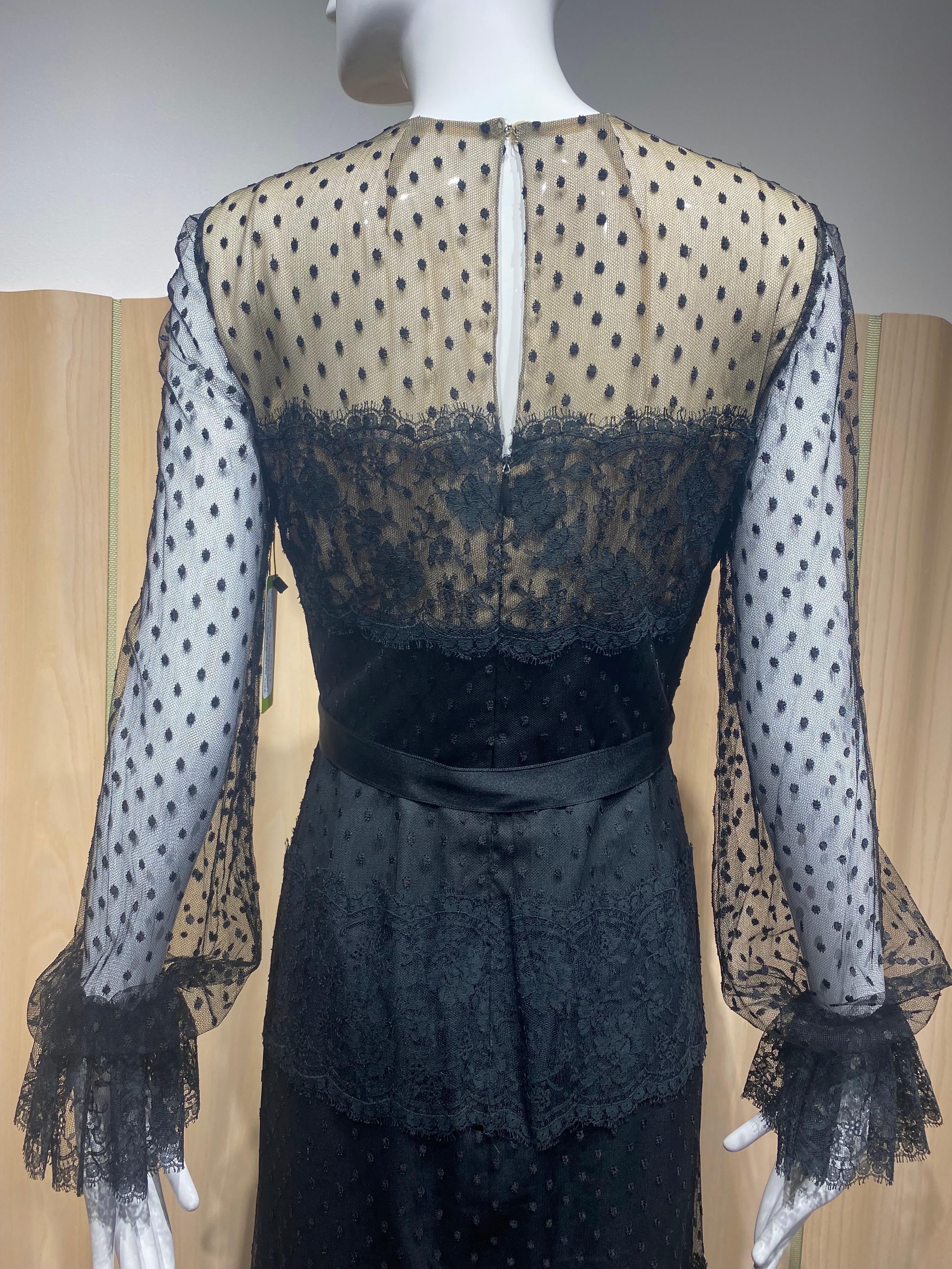 1970s BILL BLASS Black Long Sleeve Silk Dress For Sale 10