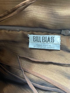 1970s Bill Blass Chocolate Brown Silk Chiffon Rhinestone Strapless Gown + Shawl