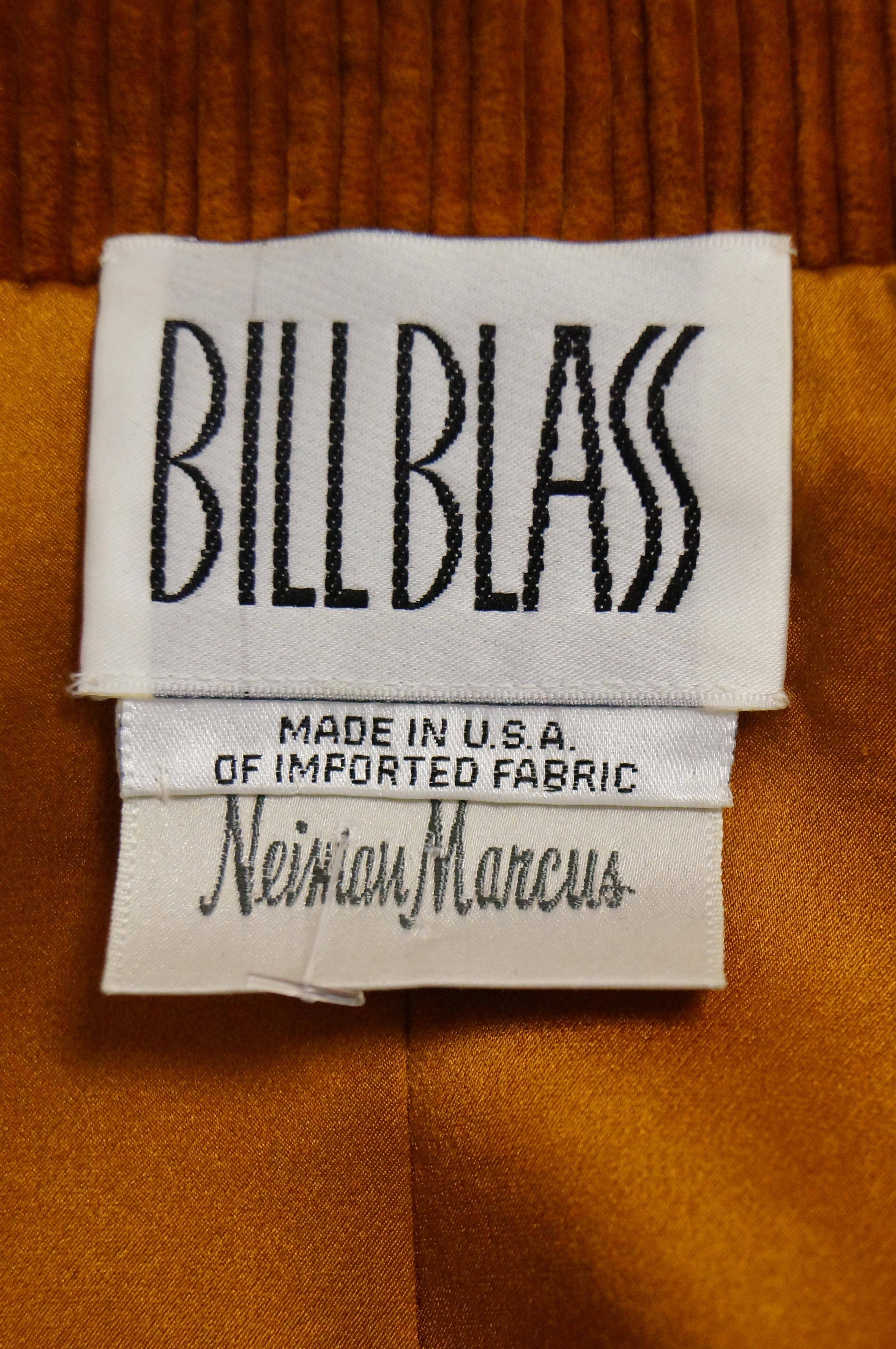 Bill Blass - Costume jupe plissée en velours côtelé et à carreaux orange, années 1970 en vente 4