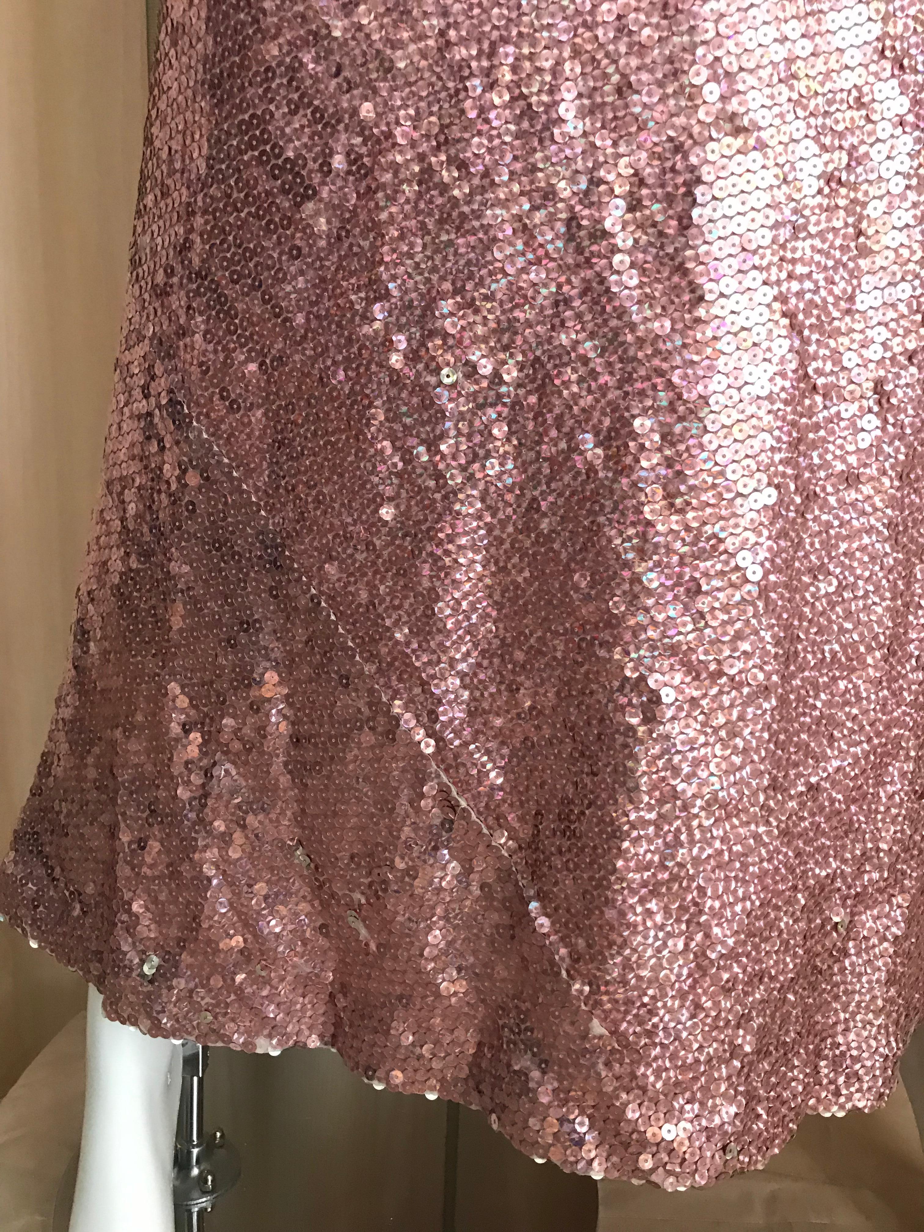 pink sequin long sleeve dress