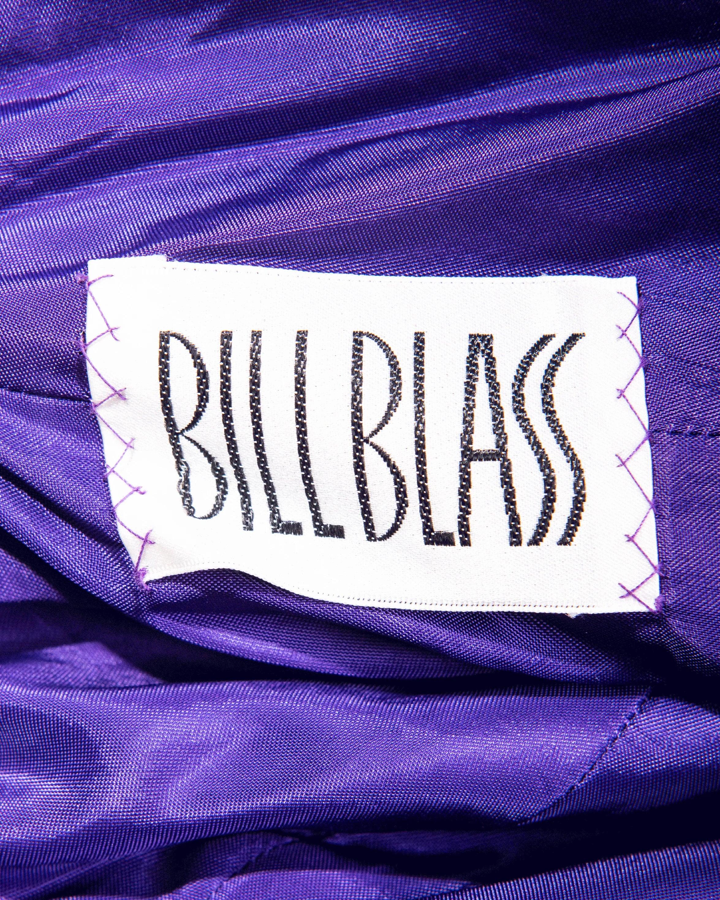 1970's Bill Blass Purple Silk Satin Asymmetrical One Shoulder Gown 1