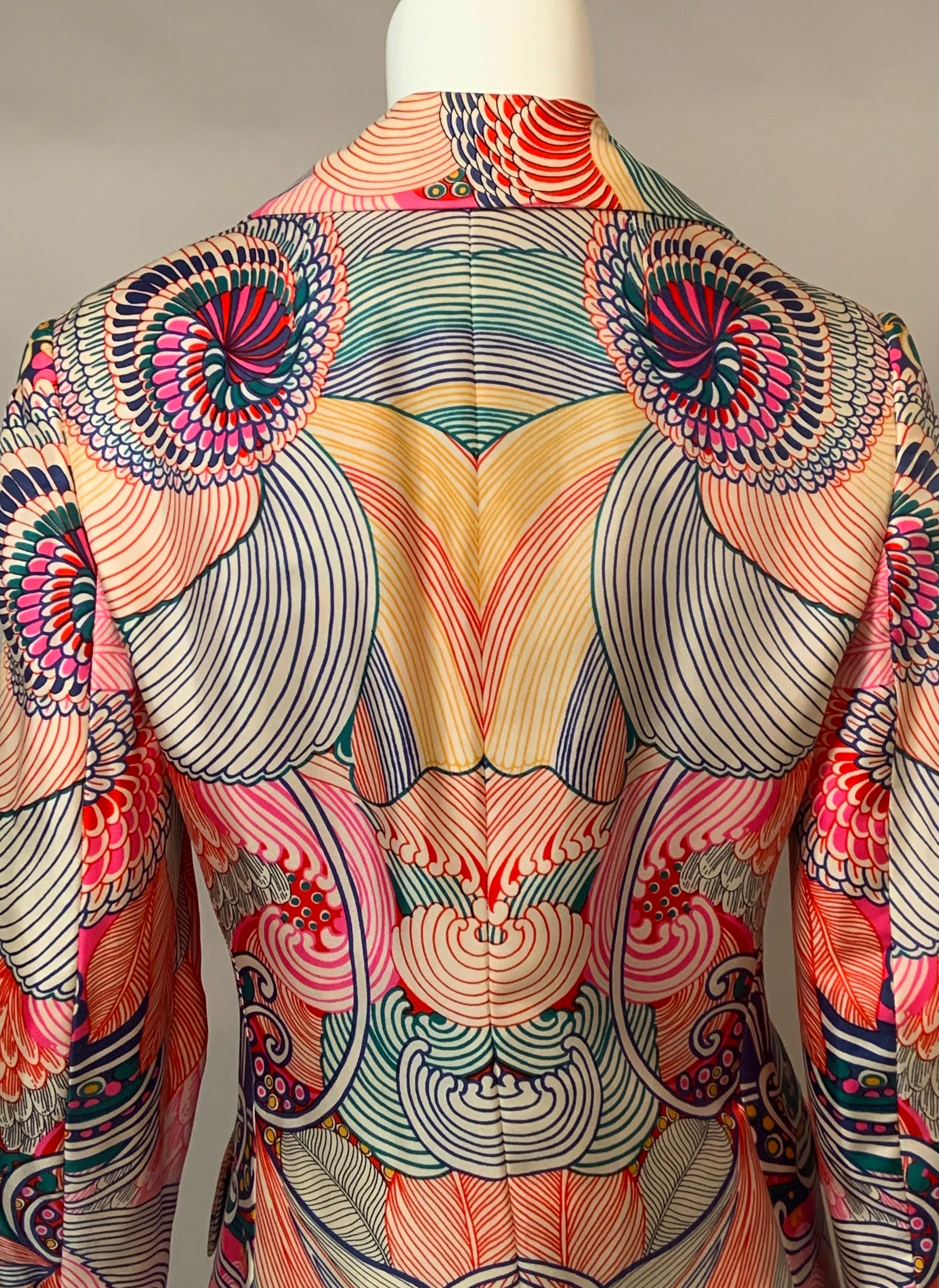 1970's Bill Blass Silk Coat with an Exuberant Floral Pattern and Stunning Colors 6