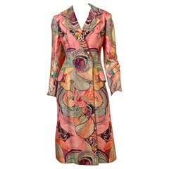Vintage 1970's Bill Blass Silk Coat with an Exuberant Floral Pattern and Stunning Colors