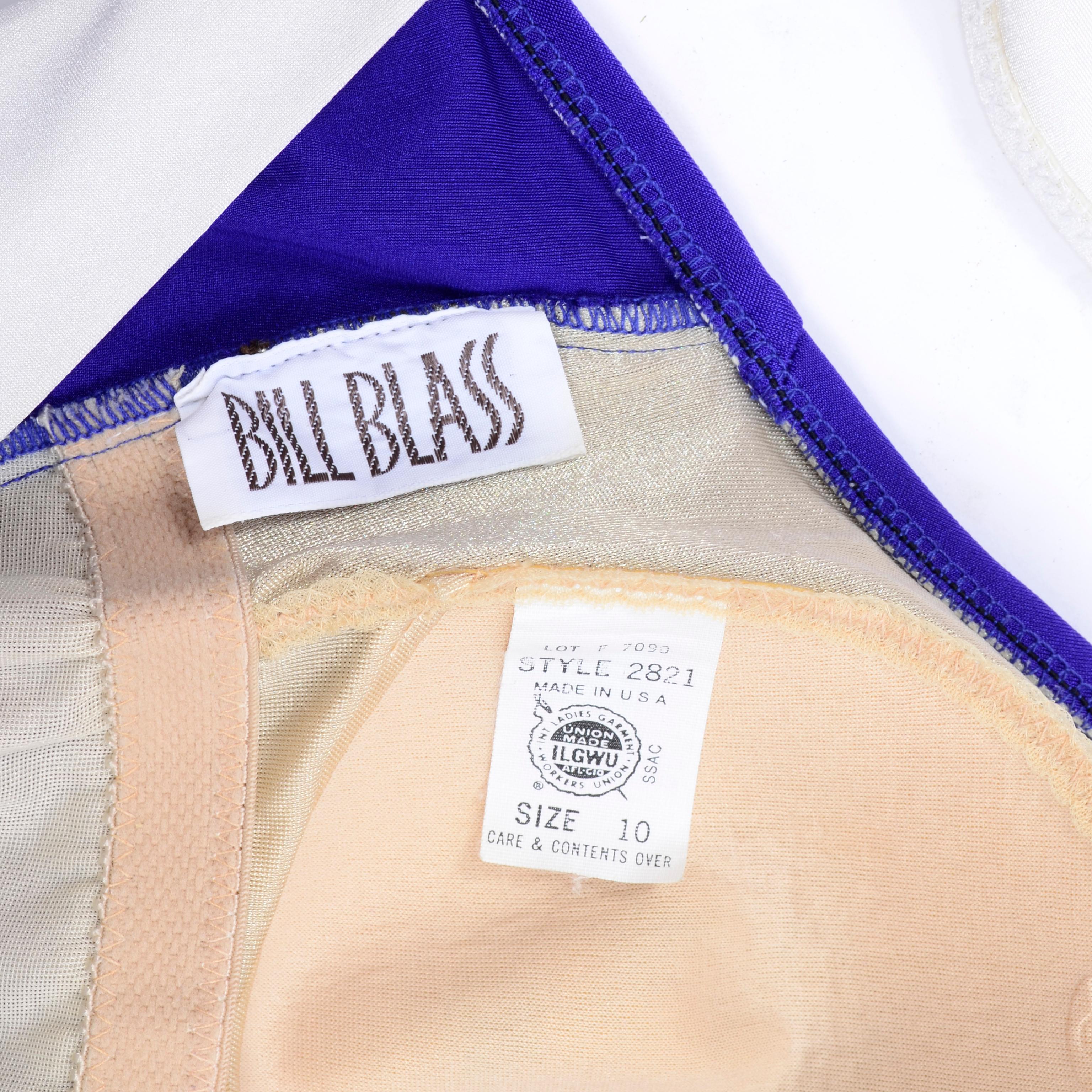 1970s Bill Blass Vintage Purple Swimsuit W Low Back in Purple and Ivory For Sale 7