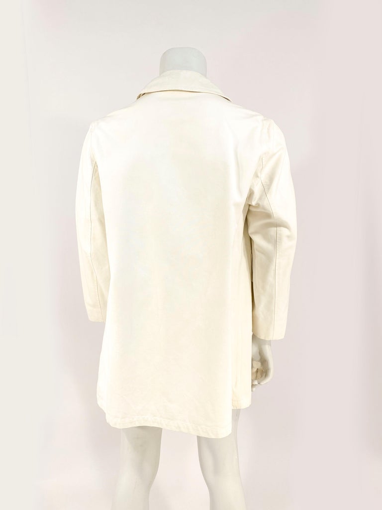 1970s Bill Blass White Canvas Trench Coat For Sale at 1stDibs