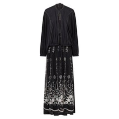 Conjunto de cuatro piezas Bill Gibb de los años 70, jersey negro floral