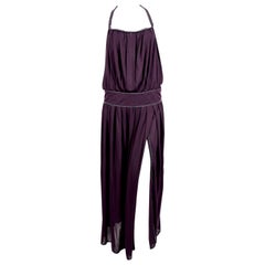 Vintage 1970's BILL GIBB purple jersey gown with metallic trim