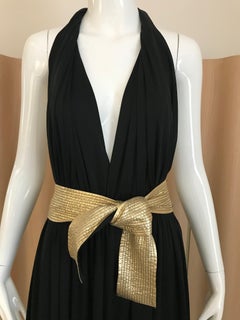 1970s Bill Tice Halter Black Jersey Dress