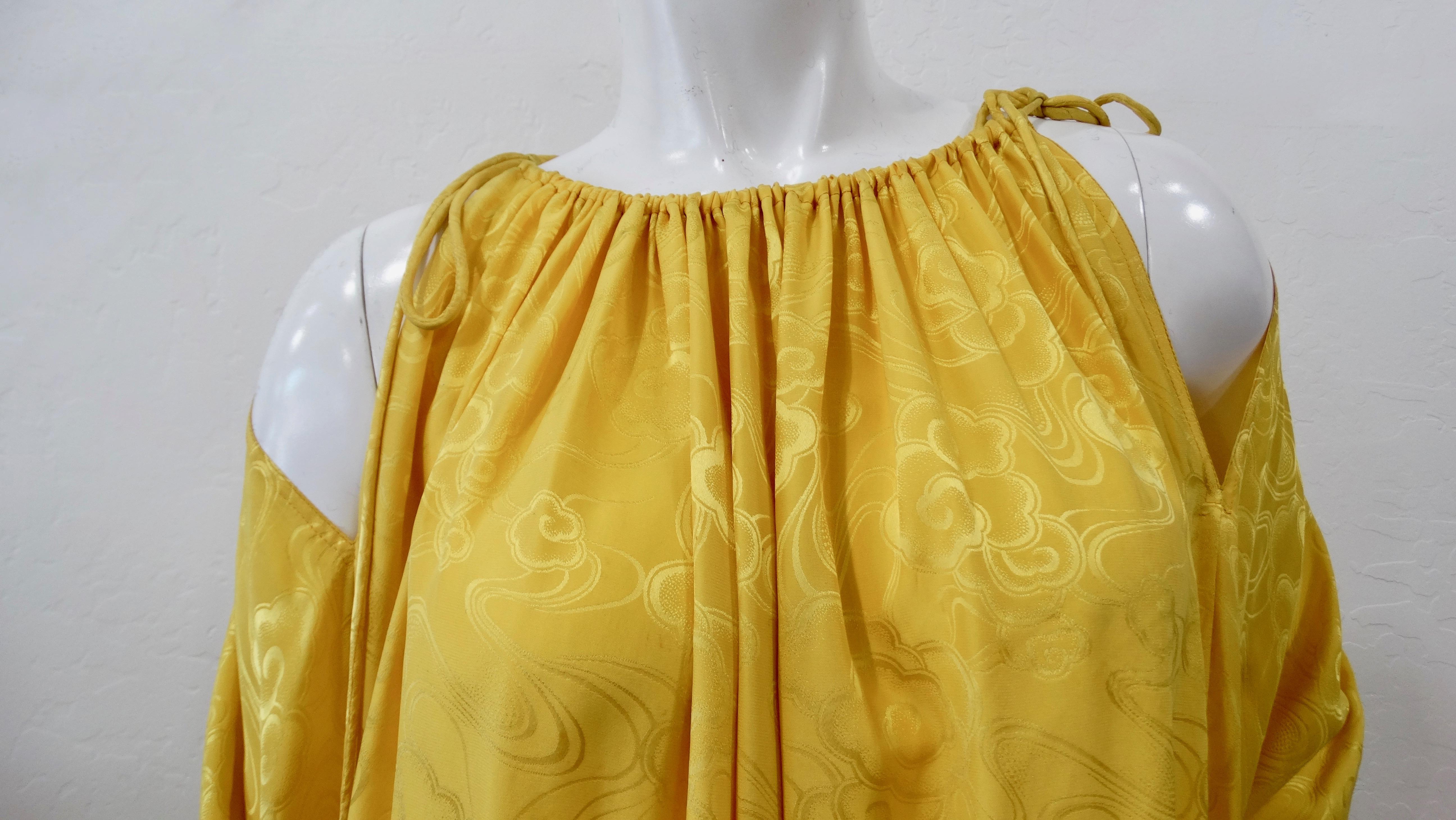 1970s Bill Tice Yellow Silk Kaftan  In Good Condition In Scottsdale, AZ