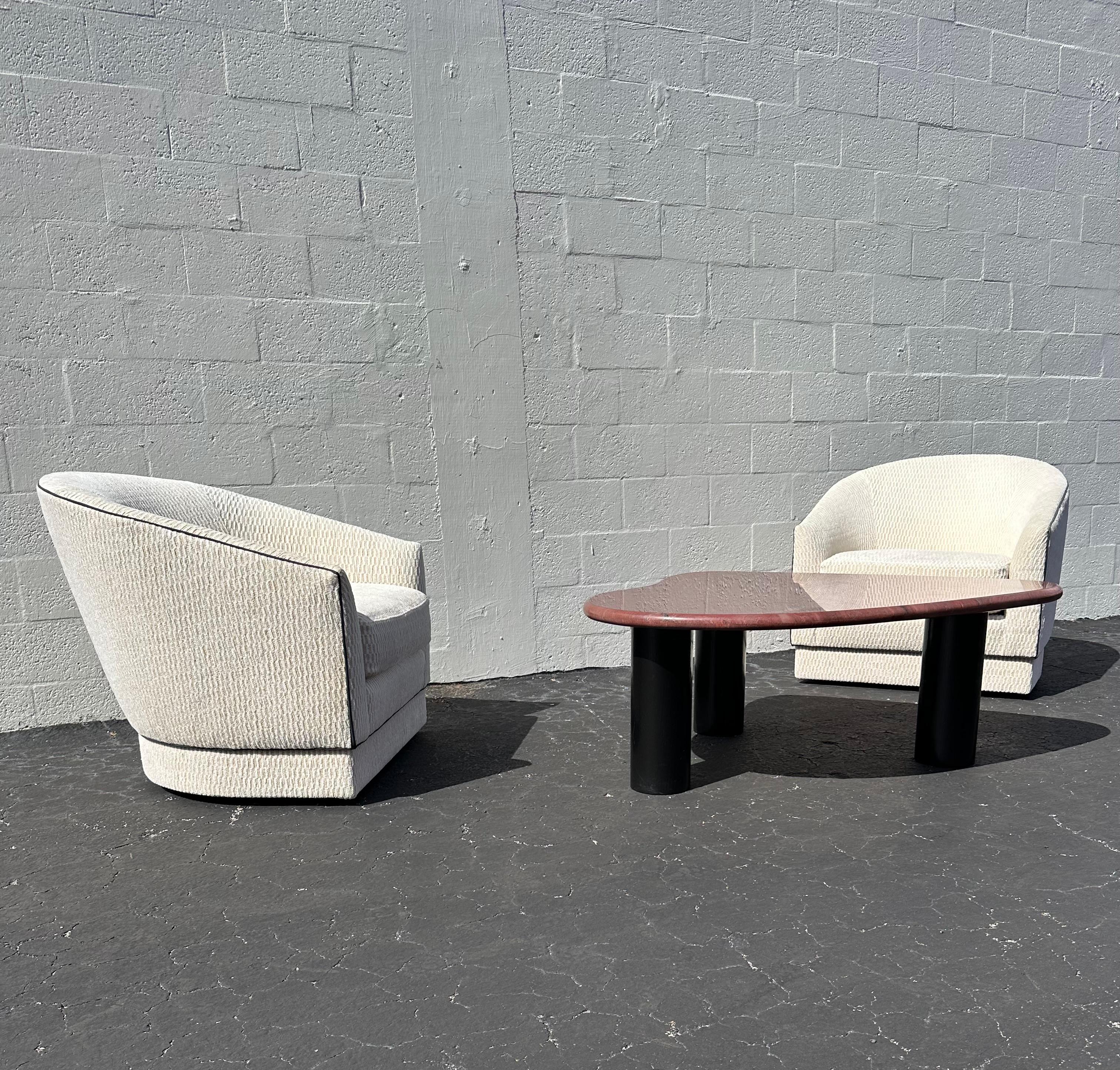 1970s Biomorphic Freeform Burgundy Marble Coffee Table For Sale 6