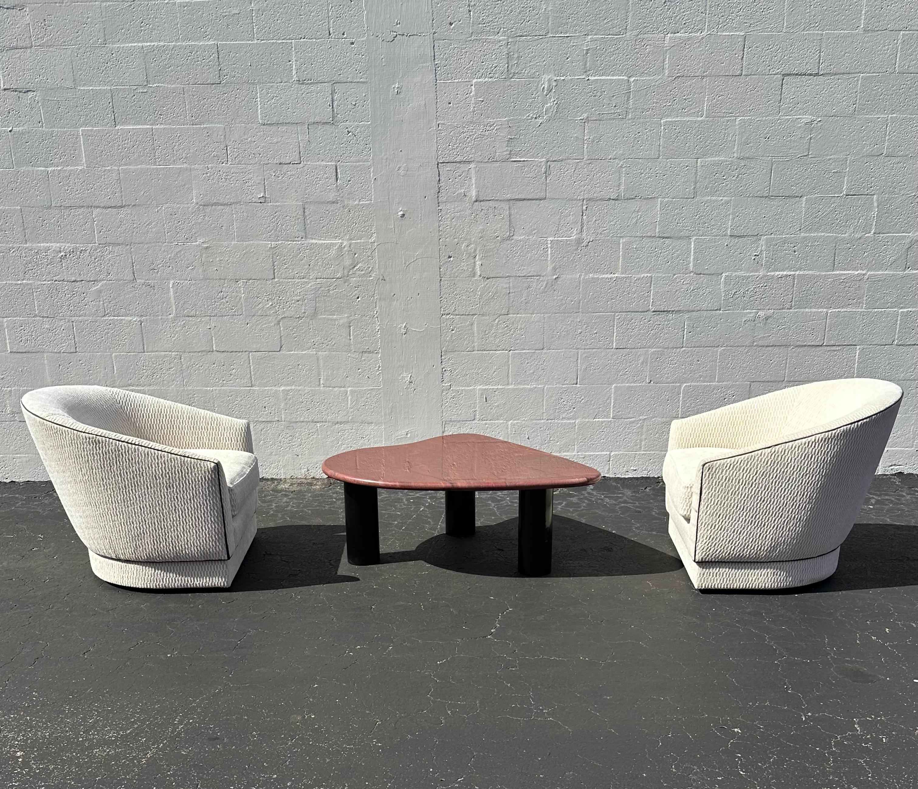 1970s Biomorphic Freeform Burgundy Marble Coffee Table For Sale 8