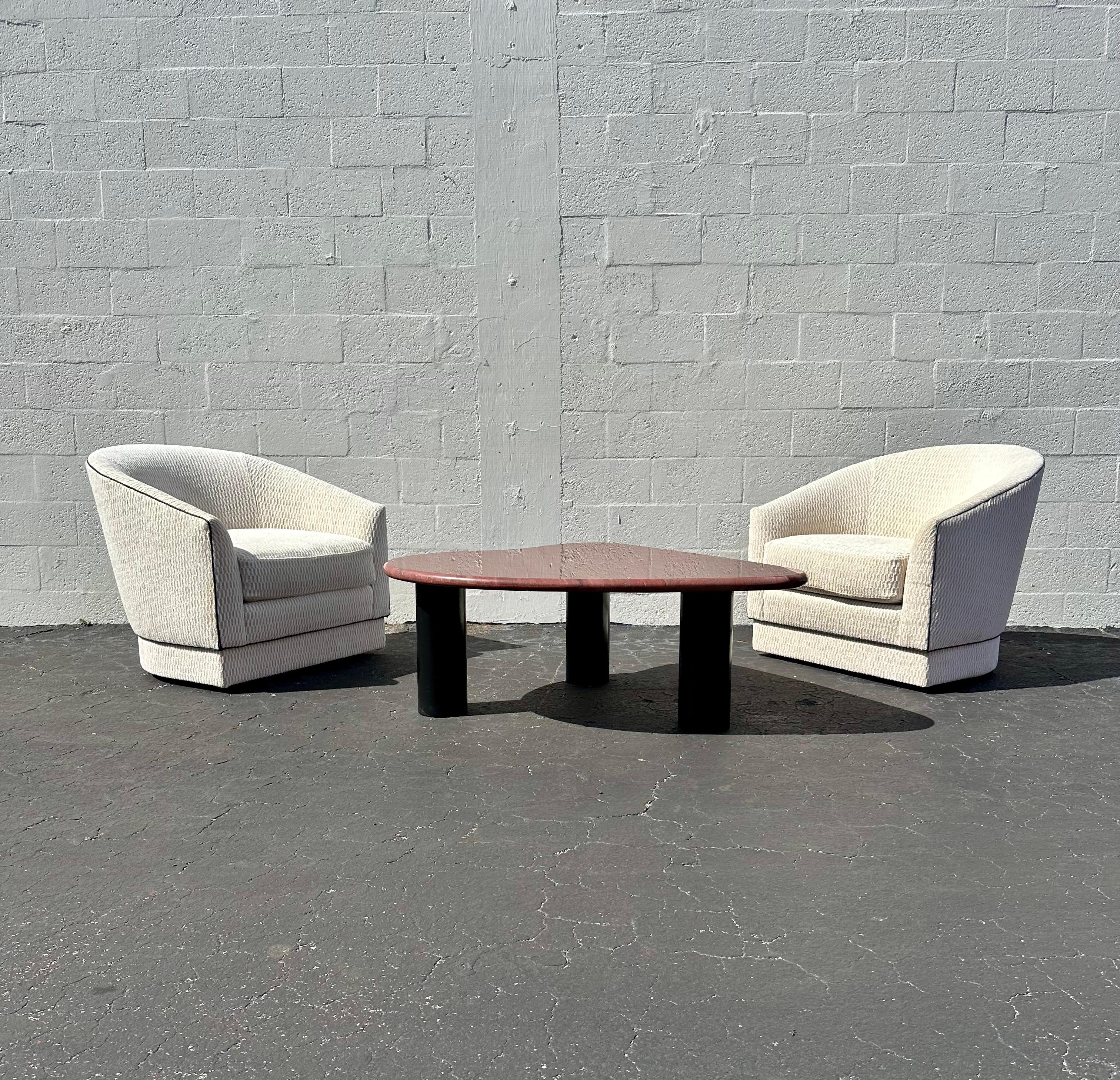 1970s Biomorphic Freeform Burgundy Marble Coffee Table For Sale 9